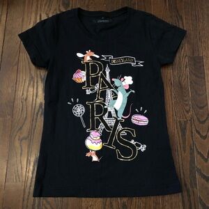 Disneyland Paris Women’s S Black Scoop Neck Short-Sleeved T-Shirt w/Ratatouille